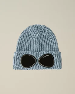 Hats<C.P. Company Extra Fine Merino Wool Goggle Beanie Flint Stone – Blue