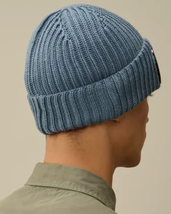 Hats<C.P. Company Extra Fine Merino Wool Goggle Beanie Flint Stone – Blue