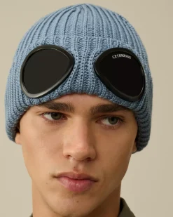 Hats<C.P. Company Extra Fine Merino Wool Goggle Beanie Flint Stone – Blue