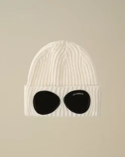 Hats<C.P. Company Extra Fine Merino Wool Goggle Beanie Gauze White