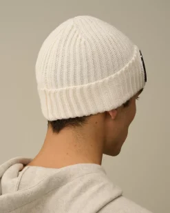 Hats<C.P. Company Extra Fine Merino Wool Goggle Beanie Gauze White