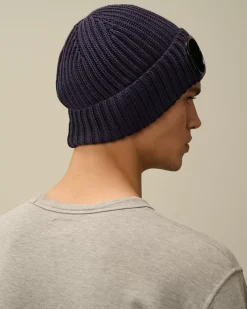 Hats<C.P. Company Extra Fine Merino Wool Goggle Beanie Nightshade – Purple