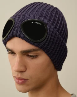 Hats<C.P. Company Extra Fine Merino Wool Goggle Beanie Nightshade – Purple