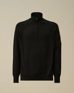 Jumpers<C.P. Company Extra Fine Merino Wool Half Zipped Knit Black