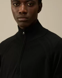 Jumpers<C.P. Company Extra Fine Merino Wool Half Zipped Knit Black