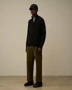 Jumpers<C.P. Company Extra Fine Merino Wool Half Zipped Knit Black