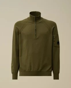 Jumpers<C.P. Company Extra Fine Merino Wool Half Zipped Knit Ivy Green