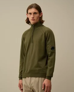 Jumpers<C.P. Company Extra Fine Merino Wool Half Zipped Knit Ivy Green