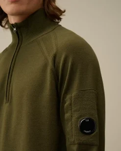 Jumpers<C.P. Company Extra Fine Merino Wool Half Zipped Knit Ivy Green