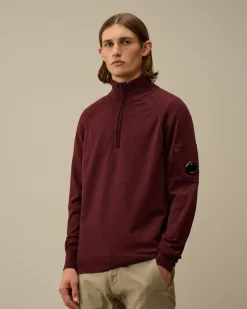 Jumpers<C.P. Company Extra Fine Merino Wool Half Zipped Knit Potent Purple