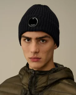 Hats<C.P. Company Extra Fine Merino Wool Lens Beanie Total Eclipse – Blue