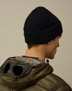 Hats<C.P. Company Extra Fine Merino Wool Lens Beanie Total Eclipse – Blue