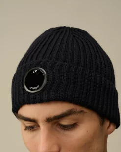 Hats<C.P. Company Extra Fine Merino Wool Lens Beanie Total Eclipse – Blue