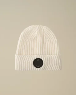Hats<C.P. Company Extra Fine Merino Wool Lens Beanie Gauze White