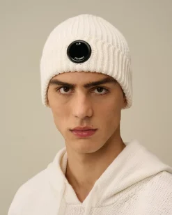 Hats<C.P. Company Extra Fine Merino Wool Lens Beanie Gauze White