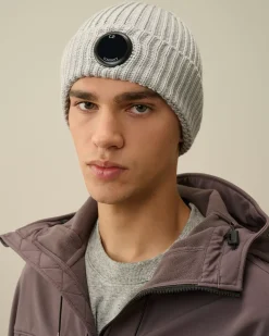 Hats<C.P. Company Extra Fine Merino Wool Lens Beanie Moon Melange – Grey