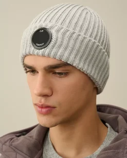 Hats<C.P. Company Extra Fine Merino Wool Lens Beanie Moon Melange – Grey