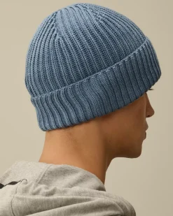 Hats<C.P. Company Extra Fine Merino Wool Lens Beanie Flint Stone – Blue
