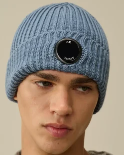 Hats<C.P. Company Extra Fine Merino Wool Lens Beanie Flint Stone – Blue