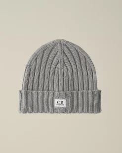 Hats<C.P. Company Extra Fine Merino Wool Logo Beanie Griffin Grey