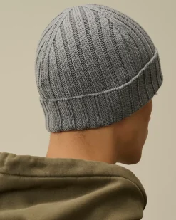 Hats<C.P. Company Extra Fine Merino Wool Logo Beanie Griffin Grey
