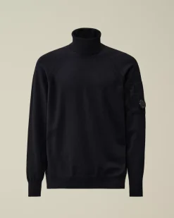 Jumpers<C.P. Company Extra Fine Merino Wool Turtleneck Knit Total Eclipse – Blue