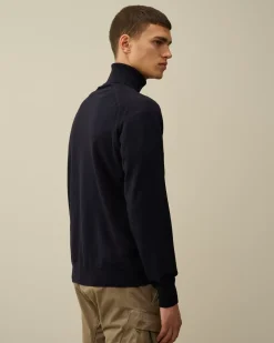 Jumpers<C.P. Company Extra Fine Merino Wool Turtleneck Knit Total Eclipse – Blue