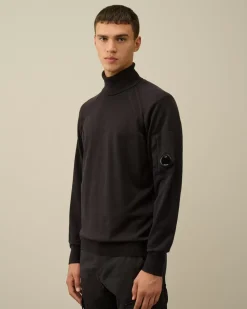 Jumpers<C.P. Company Extra Fine Merino Wool Turtleneck Knit Black Sand