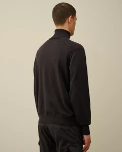 Jumpers<C.P. Company Extra Fine Merino Wool Turtleneck Knit Black Sand