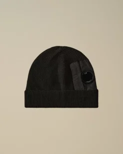 Hats<C.P. Company Extrafine Merino Wool Lens Beanie Black