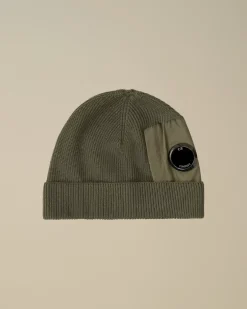 Hats<C.P. Company Extrafine Merino Wool Lens Beanie Grape Leaf – Green