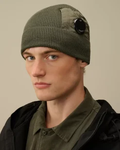 Hats<C.P. Company Extrafine Merino Wool Lens Beanie Grape Leaf – Green