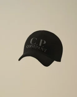 Hats<C.P. Company Extrafine Merino Wool Logo Cap Black