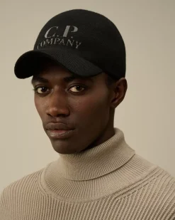 Hats<C.P. Company Extrafine Merino Wool Logo Cap Black