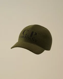 Hats<C.P. Company Extrafine Merino Wool Logo Cap Ivy Green