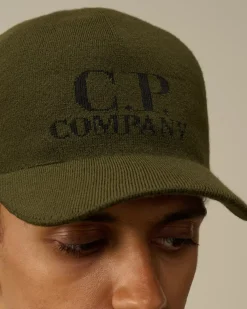 Hats<C.P. Company Extrafine Merino Wool Logo Cap Ivy Green