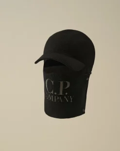 Hats<C.P. Company Extrafine Merino Wool Visor Neck Hat Black