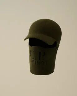 Hats<C.P. Company Extrafine Merino Wool Visor Neck Hat Ivy Green