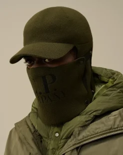 Hats<C.P. Company Extrafine Merino Wool Visor Neck Hat Ivy Green