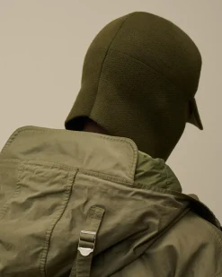 Hats<C.P. Company Extrafine Merino Wool Visor Neck Hat Ivy Green
