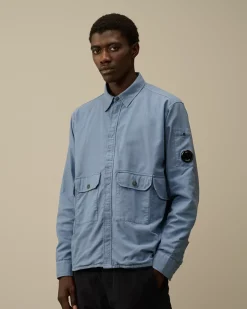 Overshirt<C.P. Company Flannel Lined Overshirt Flint Stone – Blue