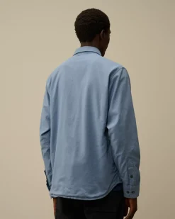 Overshirt<C.P. Company Flannel Lined Overshirt Flint Stone – Blue