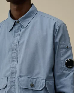 Overshirt<C.P. Company Flannel Lined Overshirt Flint Stone – Blue