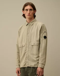 Overshirt<C.P. Company Flannel Lined Overshirt Vintage Khaki – Beige