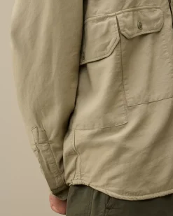 Overshirt<C.P. Company Flannel Lined Overshirt Vintage Khaki – Beige