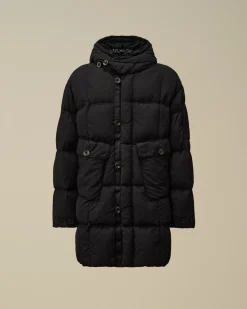 Jacket & Coats<C.P. Company Flatt Nylon Hooded Long Down Jacket Total Eclipse – Blue