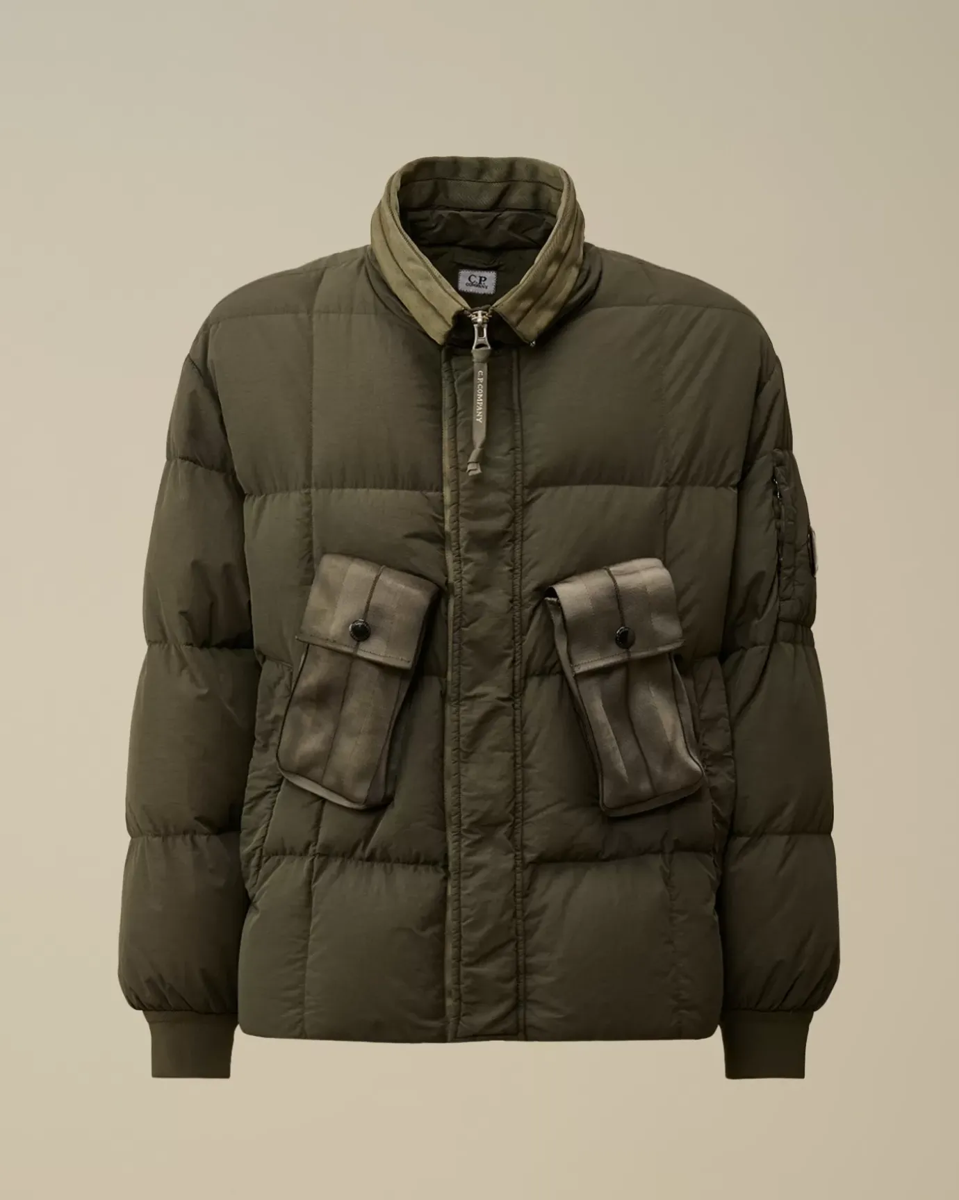 Jacket & Coats<C.P. Company Flatt Nylon Short Down Jacket Grape Leaf – Green
