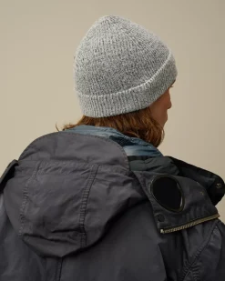 Hats<C.P. Company Fleece Knit Beanie Black Melange