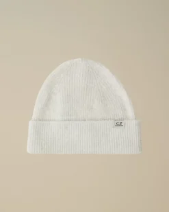 Hats<C.P. Company Fleece Knit Beanie White Melange