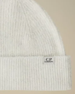 Hats<C.P. Company Fleece Knit Beanie White Melange